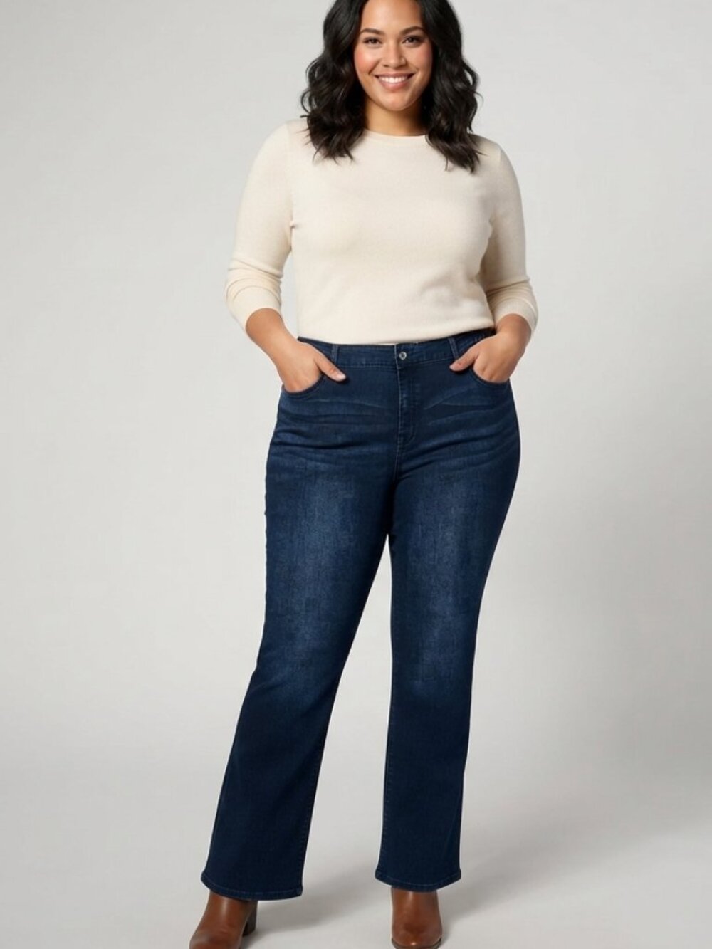 AVA & VIV Women's 18W Blue Super Stretch Boot Cut Denim Jeans Casual Style